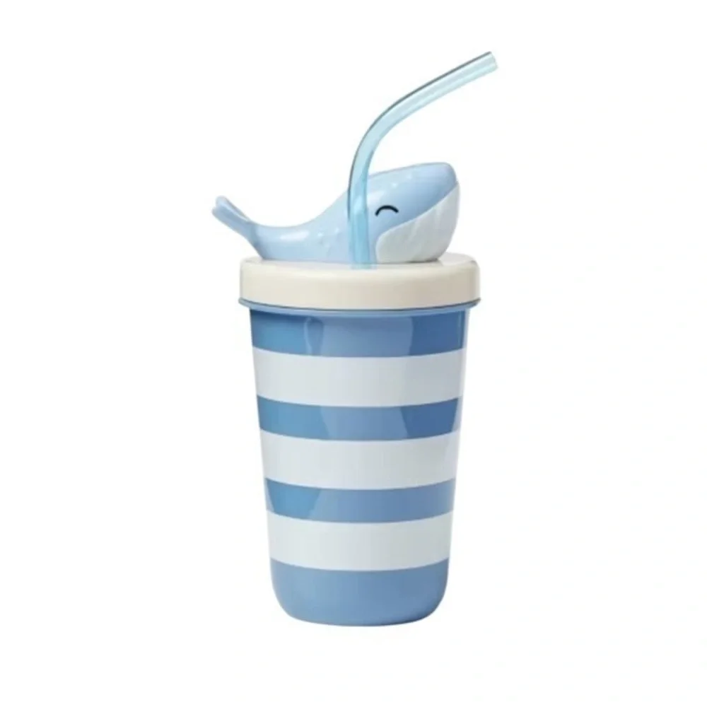 5/$25 Sun Squad 17 oz Whale Tumbler Striped Cup with Straw